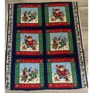Snow's Here Panels is 43 inches X 54 inches  Cranston Blocks  Santa  Teddy Bear